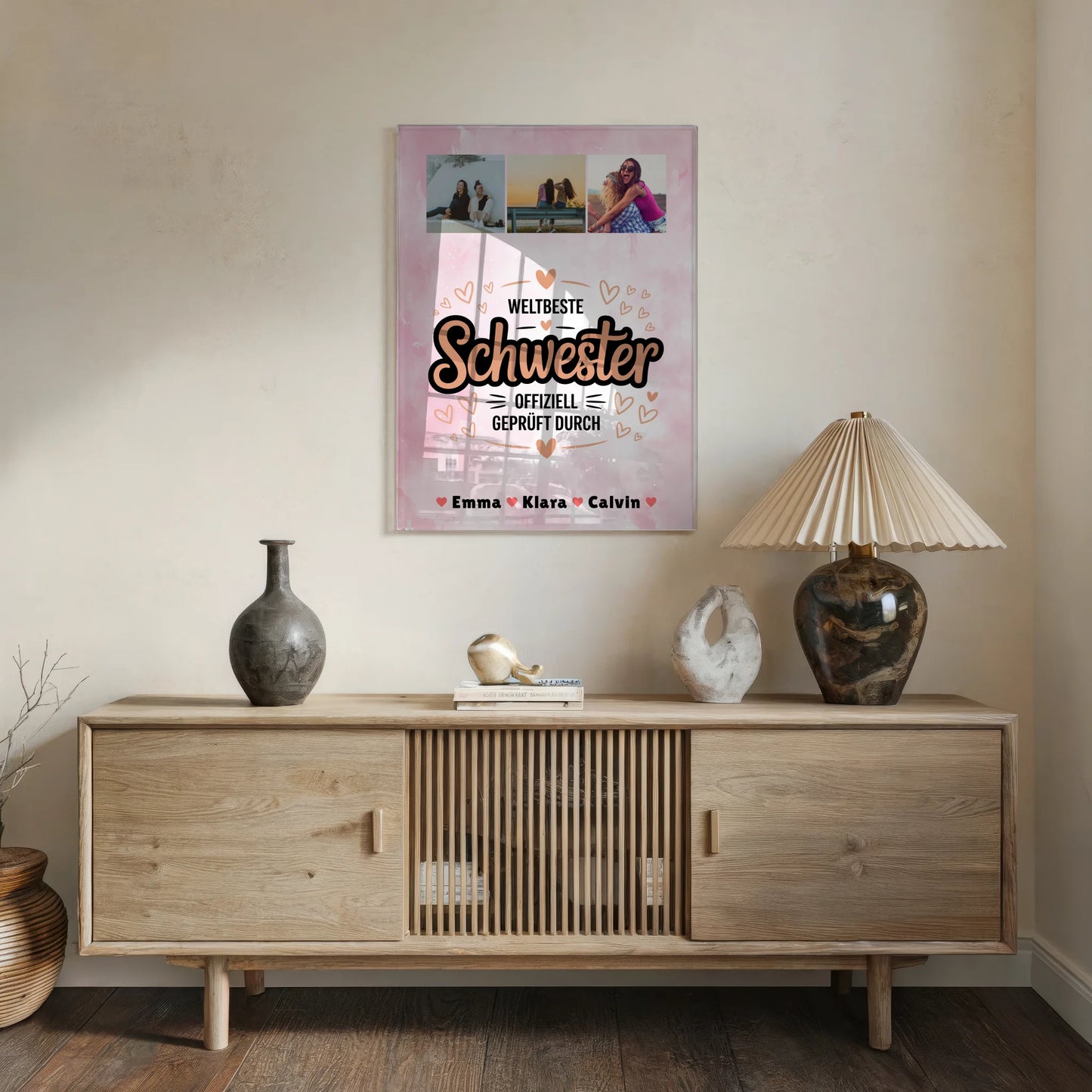 Personalisierte Geschenke mit Foto Acrylglas und Schwester Fotocollage Weltbeste Schwester Offiziell Geprüft Durch 5