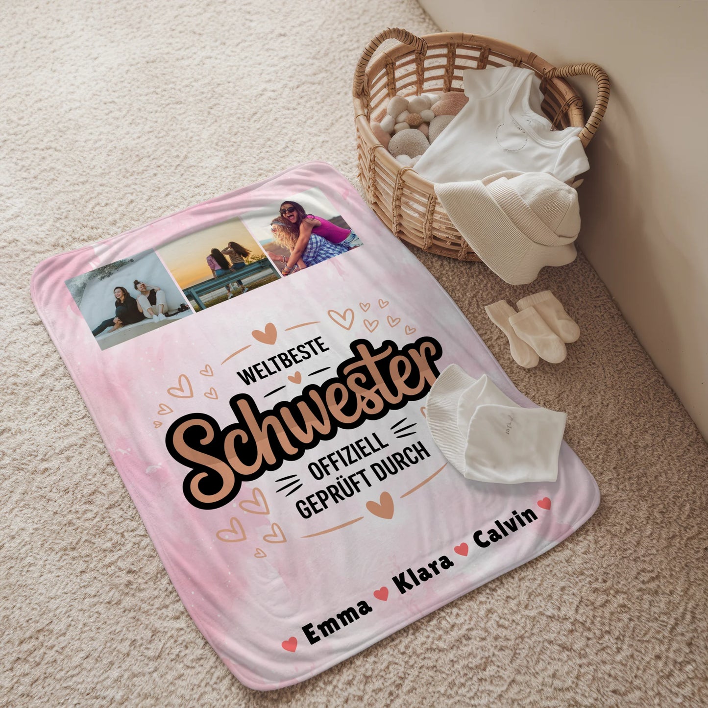 Personalisierte Decke Schwester Fotocollage Weltbeste Schwester Offiziell Geprüft Durch Geschenk 2
