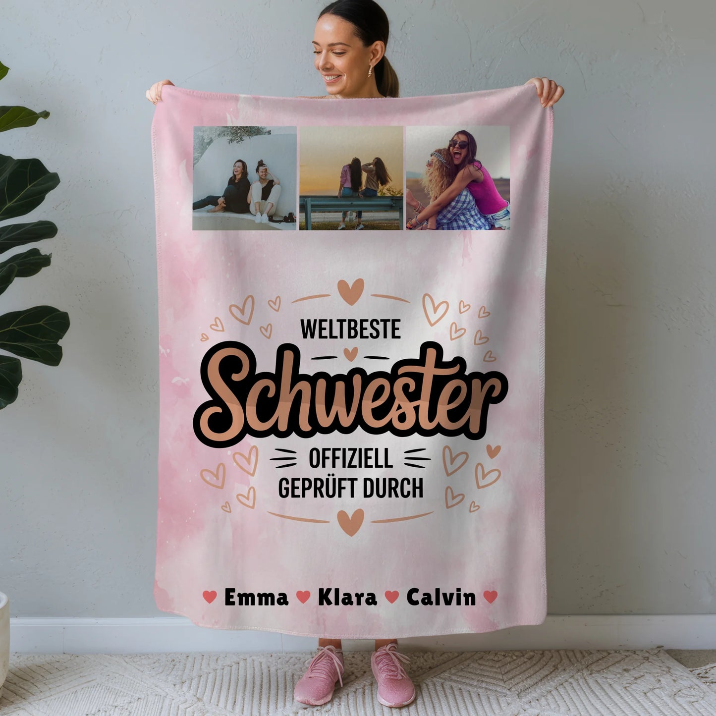 Personalisierte Decke Schwester Fotocollage Weltbeste Schwester Offiziell Geprüft Durch Geschenk 1