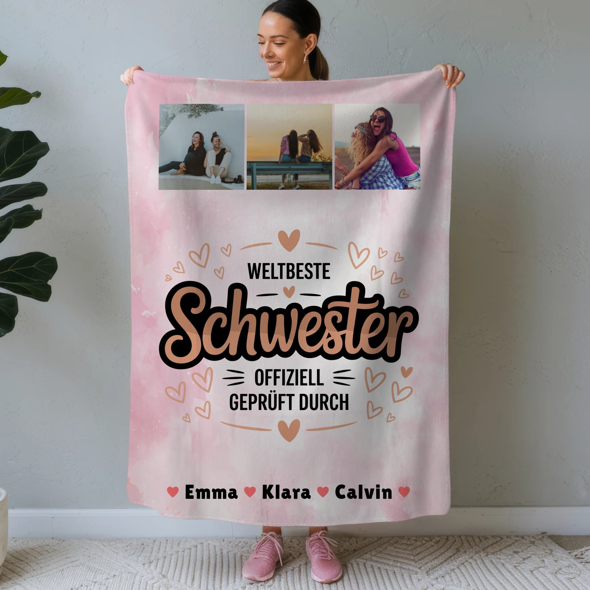 Personalisierte Decke Schwester Fotocollage Weltbeste Schwester Offiziell Geprüft Durch Geschenk 1