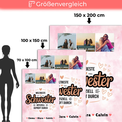 Personalisierte Decke Schwester Fotocollage Weltbeste Schwester Offiziell Geprüft Durch Geschenk 5