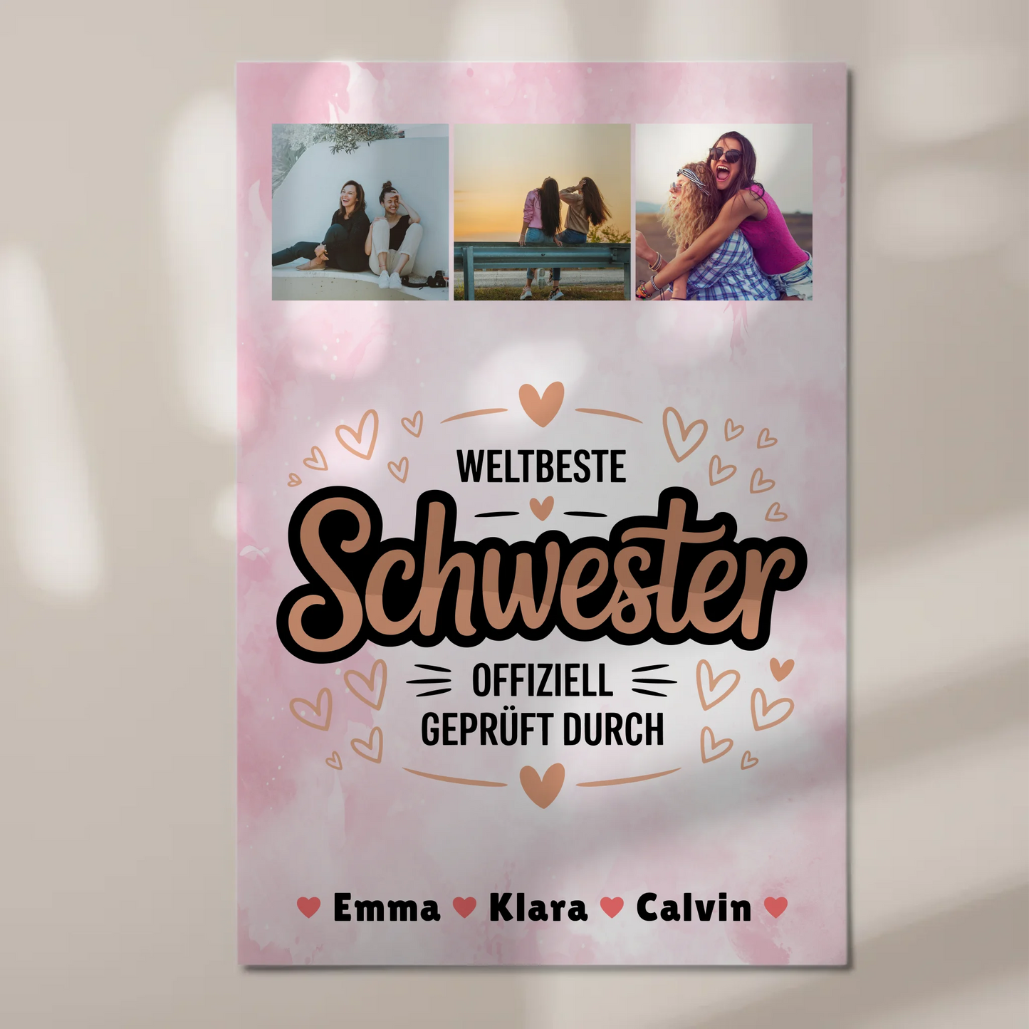 Fotoboard Poster Magnetisch Schwester Fotocollage Weltbeste Schwester Offiziell Geprüft Durch 1