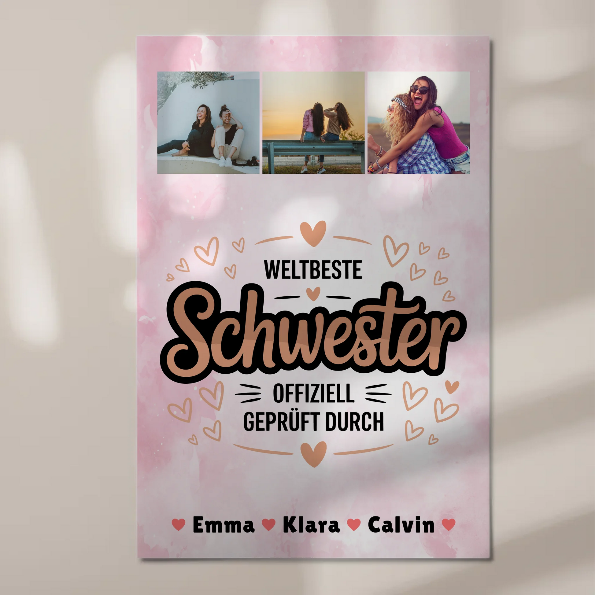 Fotoboard Poster Magnetisch Schwester Fotocollage Weltbeste Schwester Offiziell Geprüft Durch 1