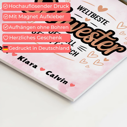 Fotoboard Poster Magnetisch Schwester Fotocollage Weltbeste Schwester Offiziell Geprüft Durch 4