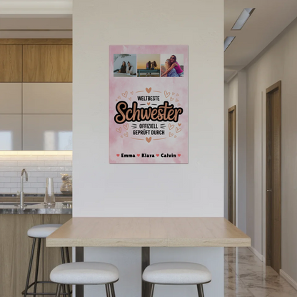 Fotoboard Poster Magnetisch Schwester Fotocollage Weltbeste Schwester Offiziell Geprüft Durch
