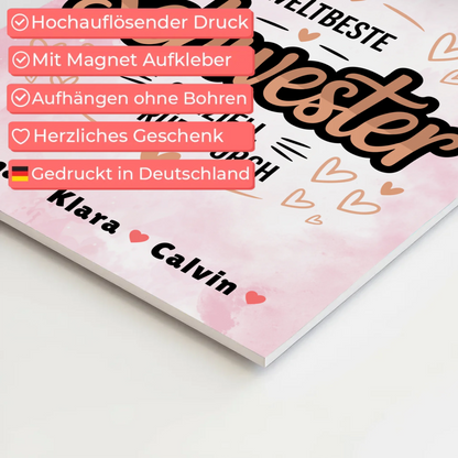 Fotoboard Poster Magnetisch Schwester Fotocollage Weltbeste Schwester Offiziell Geprüft Durch