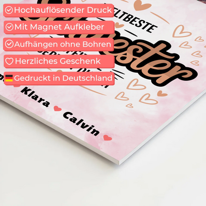 Fotoboard Poster Magnetisch Schwester Fotocollage Weltbeste Schwester Offiziell Geprüft Durch