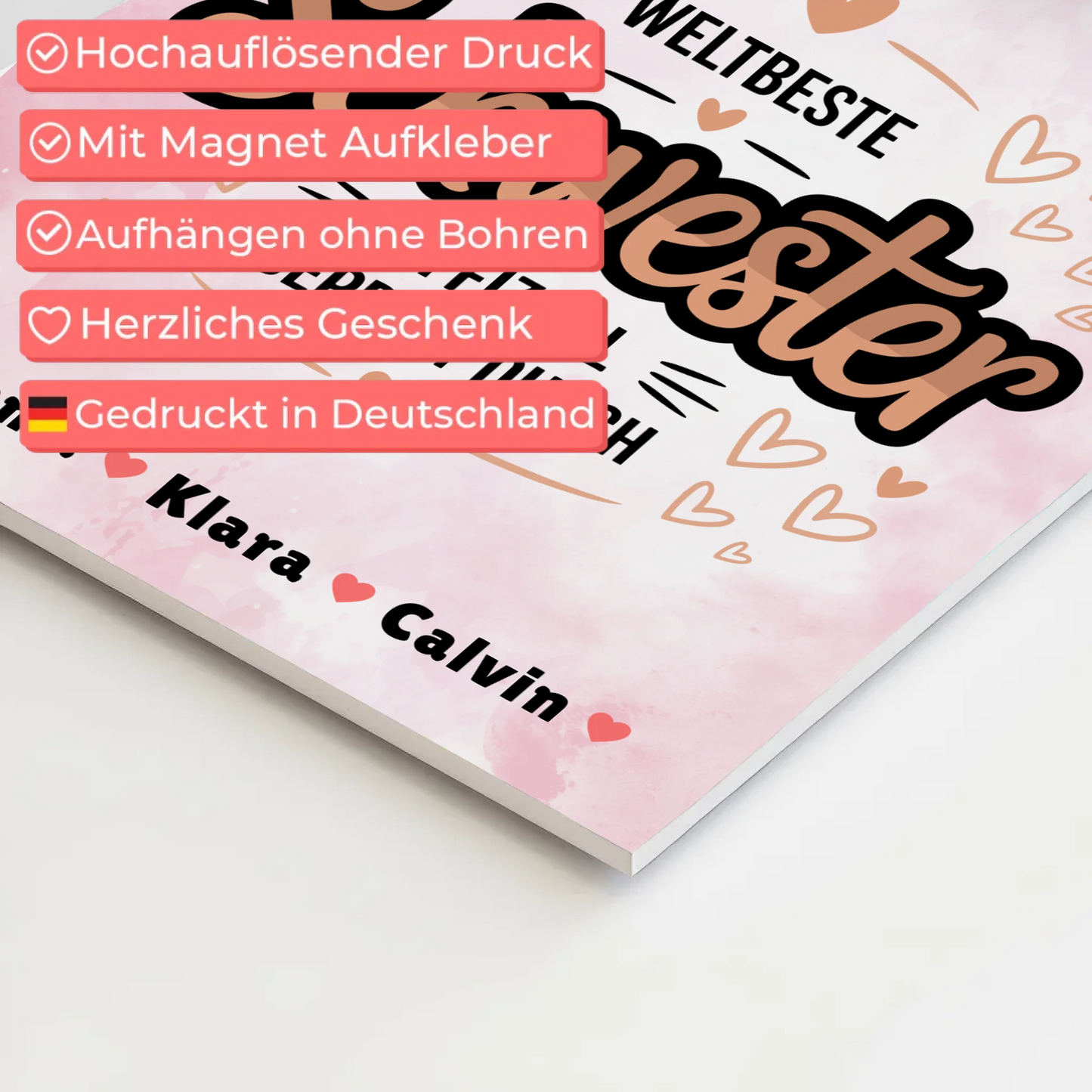 Fotoboard Poster Magnetisch Schwester Fotocollage Weltbeste Schwester Offiziell Geprüft Durch