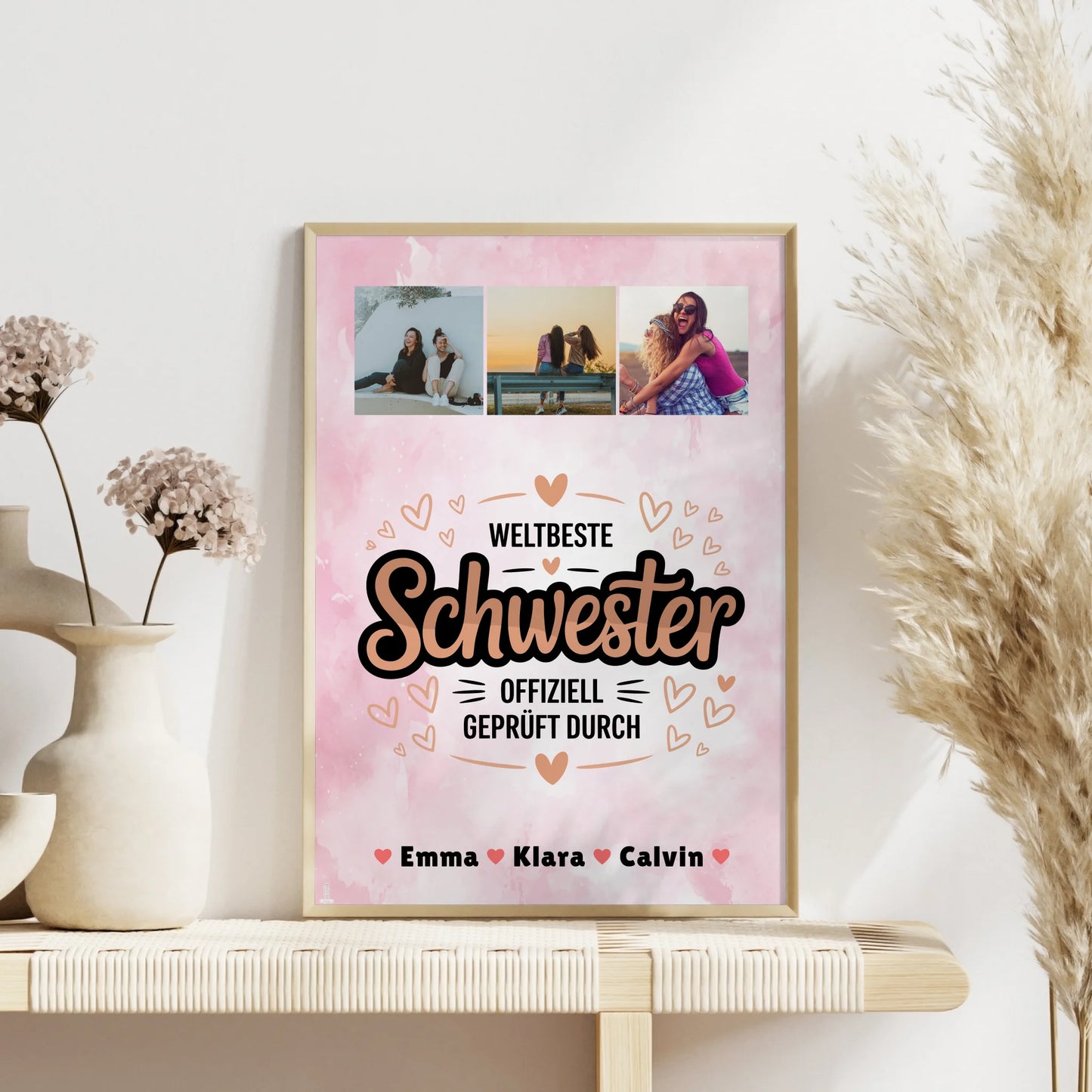 Personalisiertes Poster Schwester Fotocollage Weltbeste Schwester Offiziell Geprüft Durch Geschenk