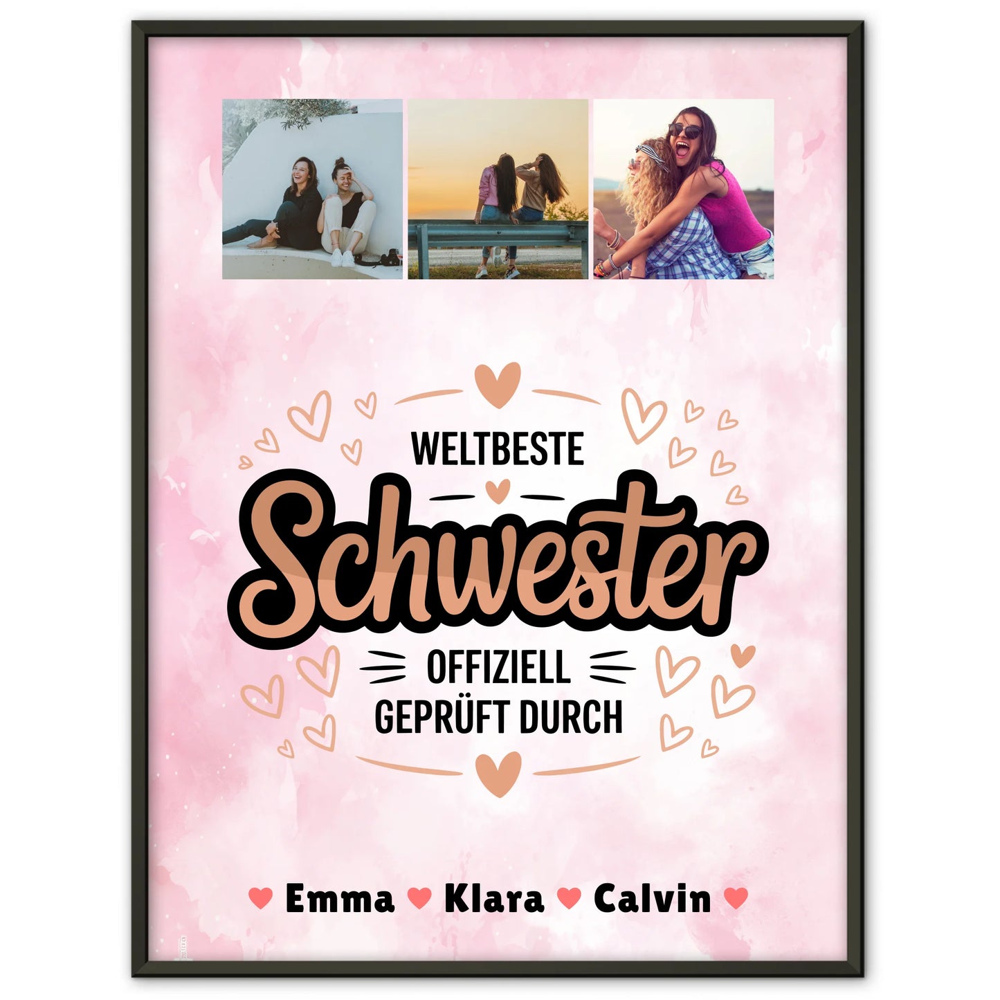 Personalisiertes Poster Schwester Fotocollage Weltbeste Schwester Offiziell Geprüft Durch Geschenk