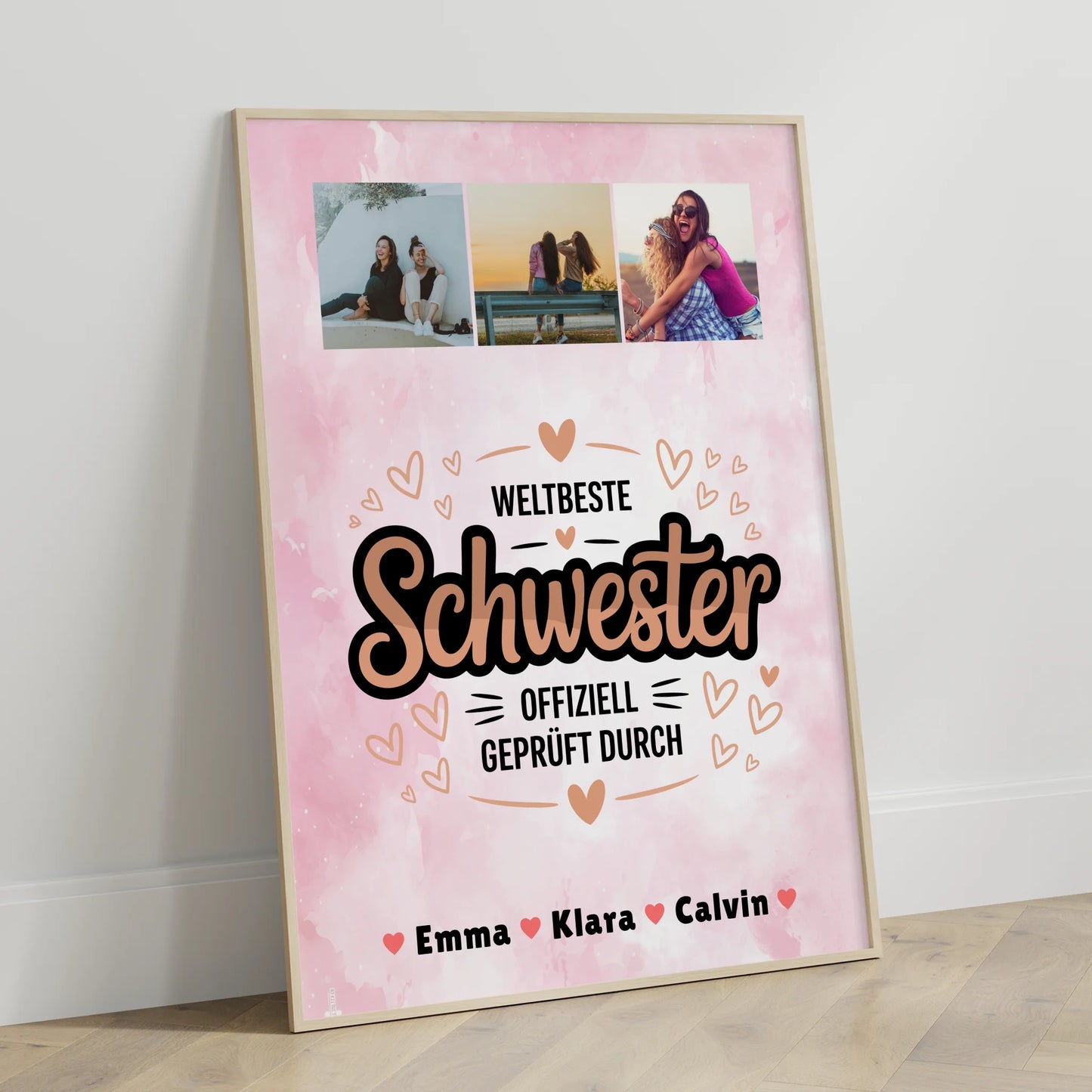 Personalisiertes Poster Schwester Fotocollage Weltbeste Schwester Offiziell Geprüft Durch Geschenk