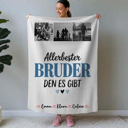 Kuscheldecke Mit Namen Geschenk Fotocollage Bruder Allerbester Bruder Den Es Gibt Personalisiert 1