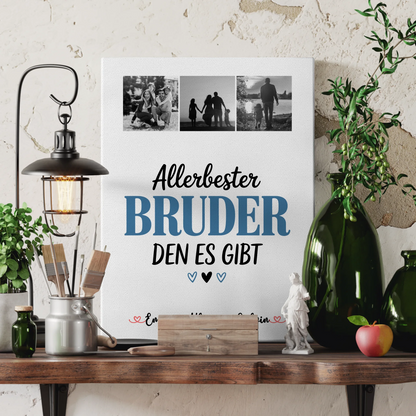 Personalisierte Leinwand Wandbild Geschenk Fotocollage Bruder Allerbester Bruder Den Es Gibt 3