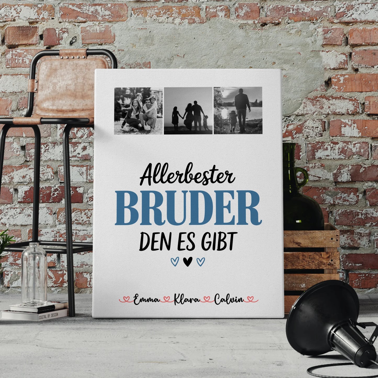 Personalisierte Leinwand Wandbild Geschenk Fotocollage Bruder Allerbester Bruder Den Es Gibt 4