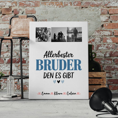 Personalisierte Leinwand Wandbild Geschenk Fotocollage Bruder Allerbester Bruder Den Es Gibt 4