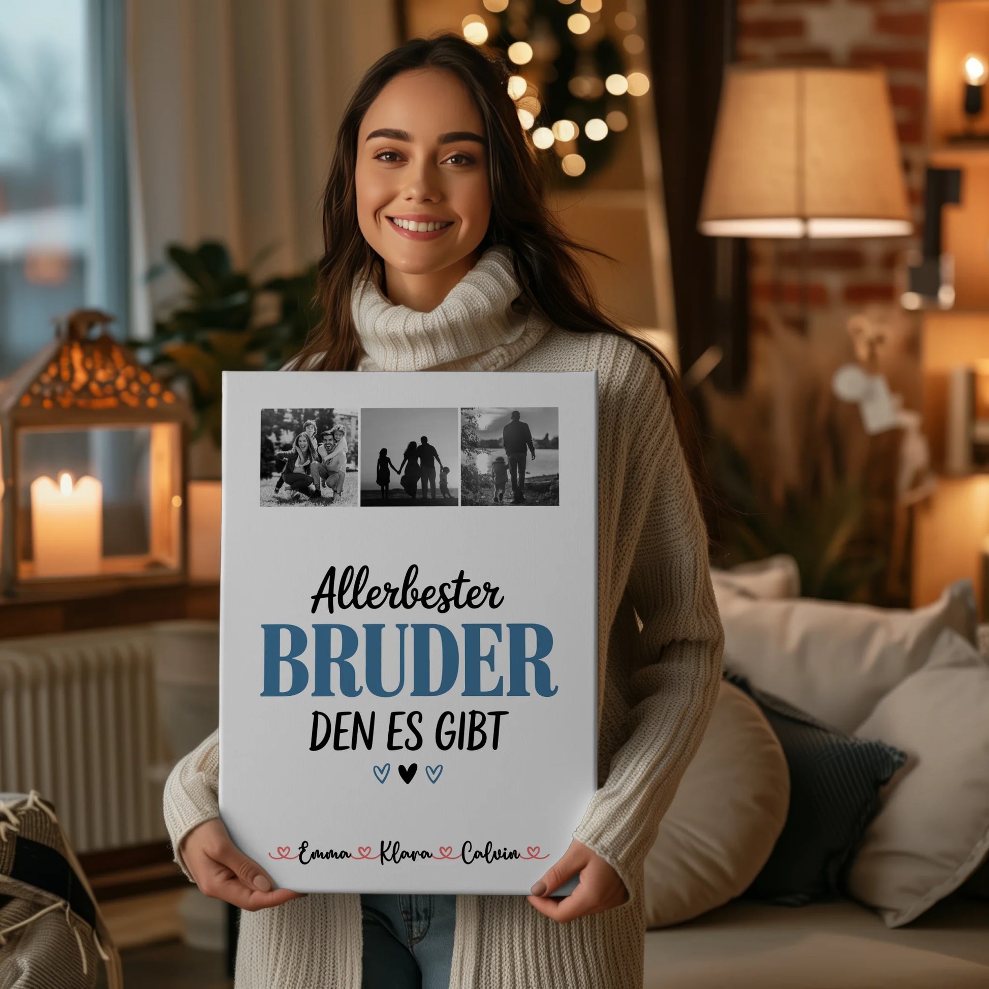 Personalisierte Leinwand Wandbild Geschenk Fotocollage Bruder Allerbester Bruder Den Es Gibt 2