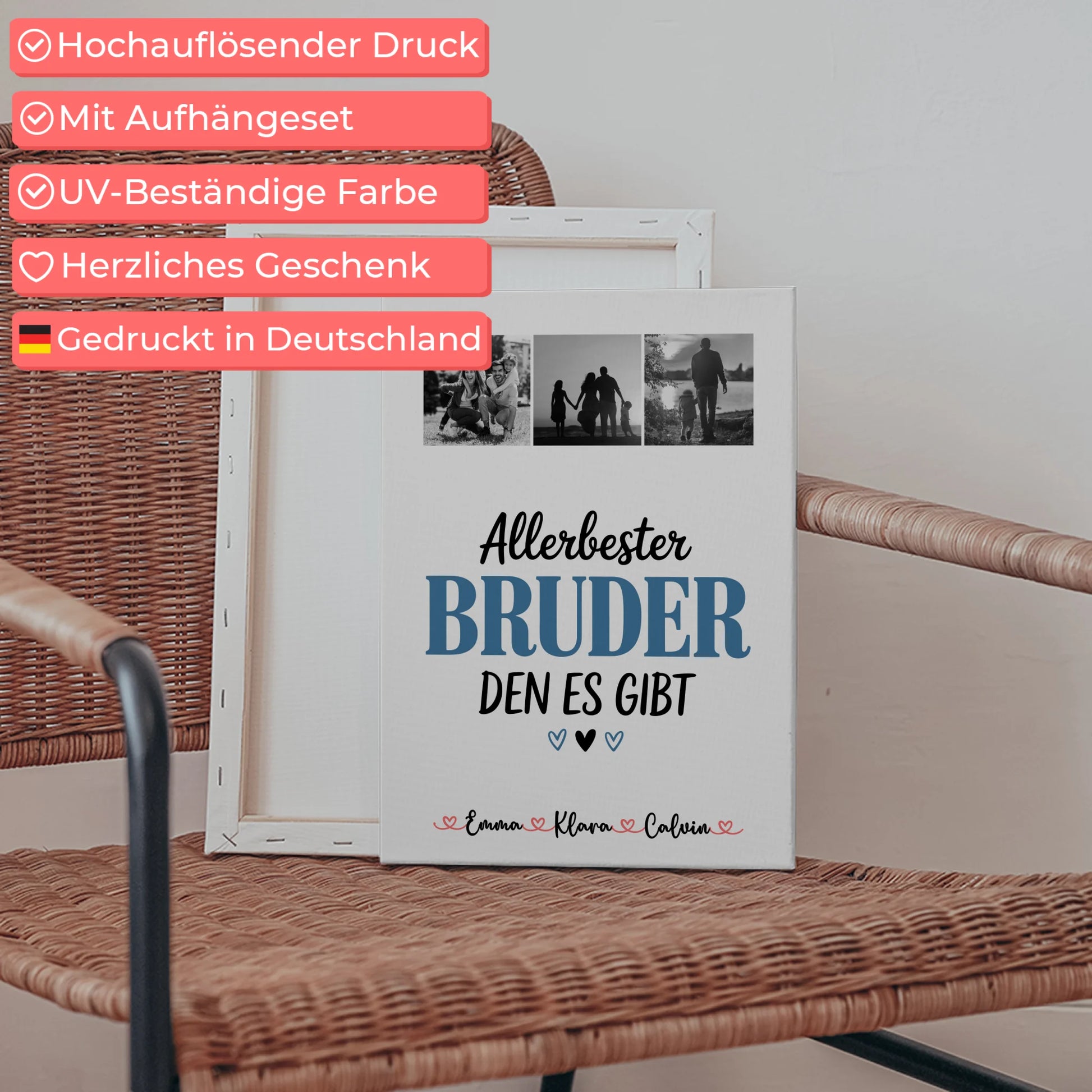 Personalisierte Leinwand Wandbild Geschenk Fotocollage Bruder Allerbester Bruder Den Es Gibt 5