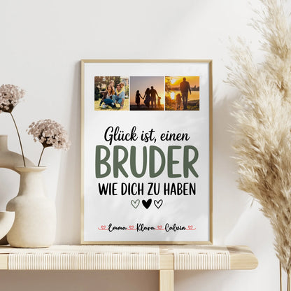 Bruder Poster Personalisiert Fotocollage Bruder Glück Ist Einen Bruder Wie Dich Zu Haben