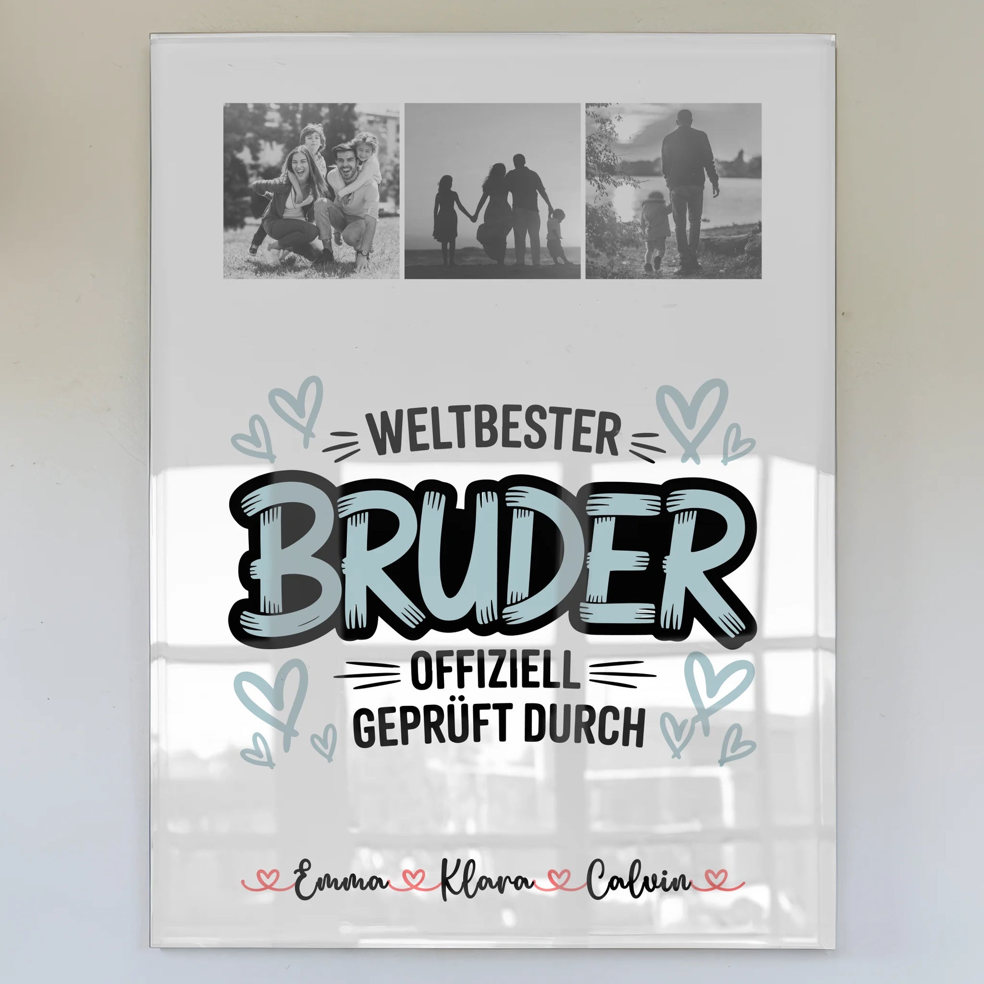 Foto Mit Acrylglas Fotocollage für Bruder Weltbester Bruder Offiziell Geprüft Durch 1