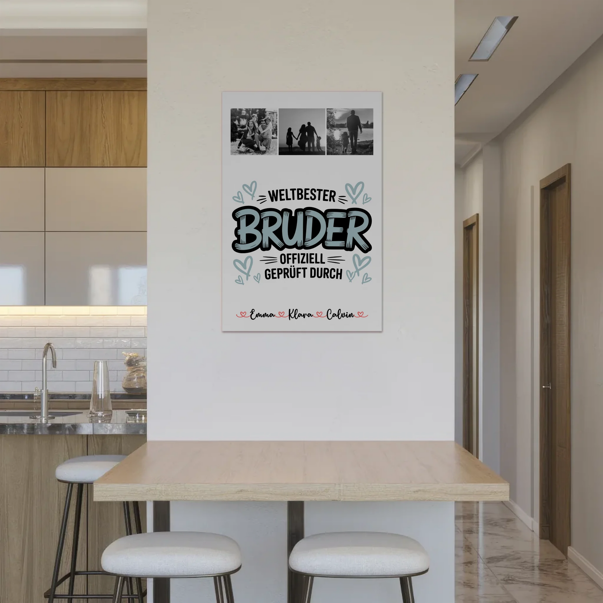 Fotoboard Magnet Poster Fotocollage für Bruder Weltbester Bruder Offiziell Geprüft Durch 2