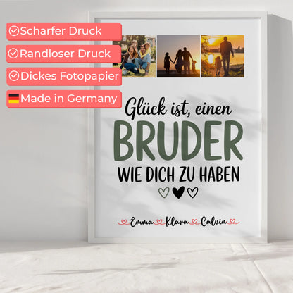 Bruder Poster Personalisiert Fotocollage Bruder Glück Ist Einen Bruder Wie Dich Zu Haben