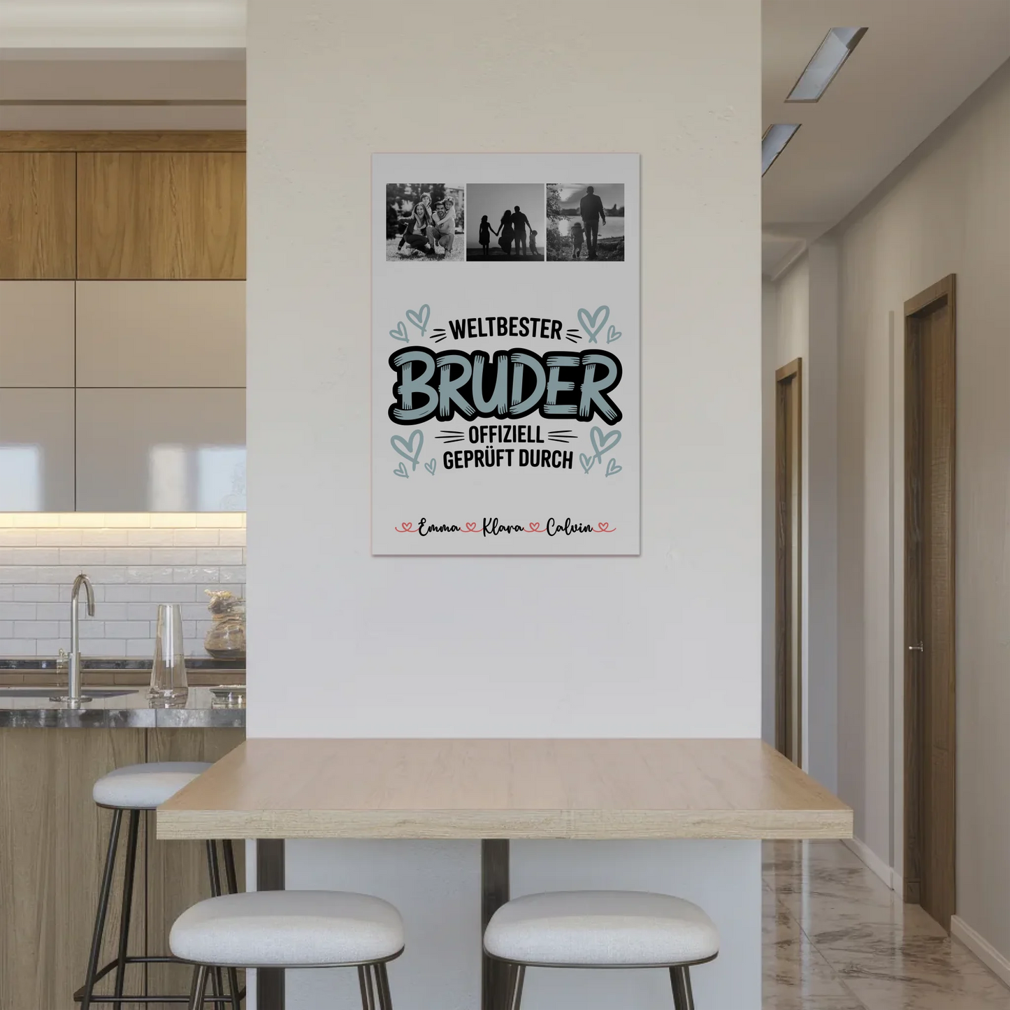 Fotoboard Magnet Poster Fotocollage für Bruder Weltbester Bruder Offiziell Geprüft Durch