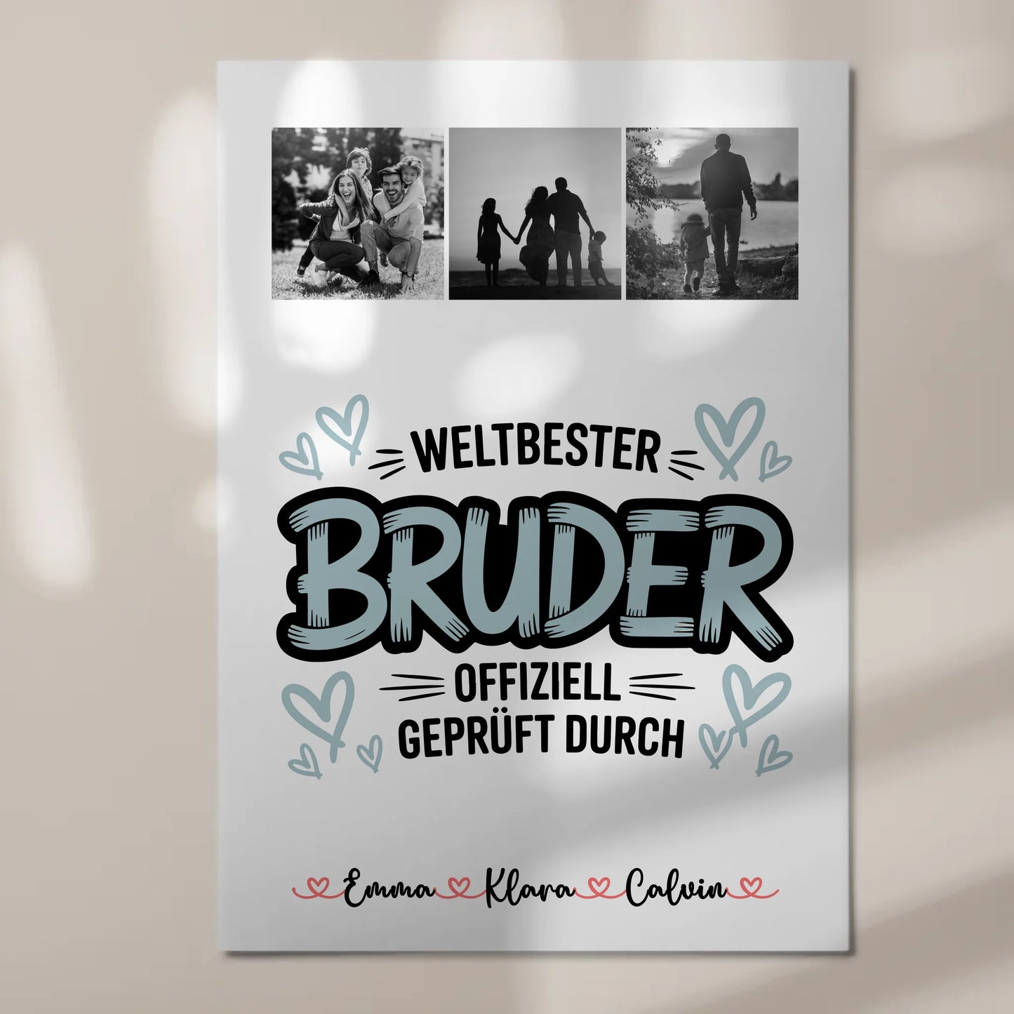 Fotoboard Magnet Poster Fotocollage für Bruder Weltbester Bruder Offiziell Geprüft Durch