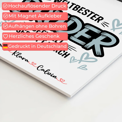 Fotoboard Magnet Poster Fotocollage für Bruder Weltbester Bruder Offiziell Geprüft Durch