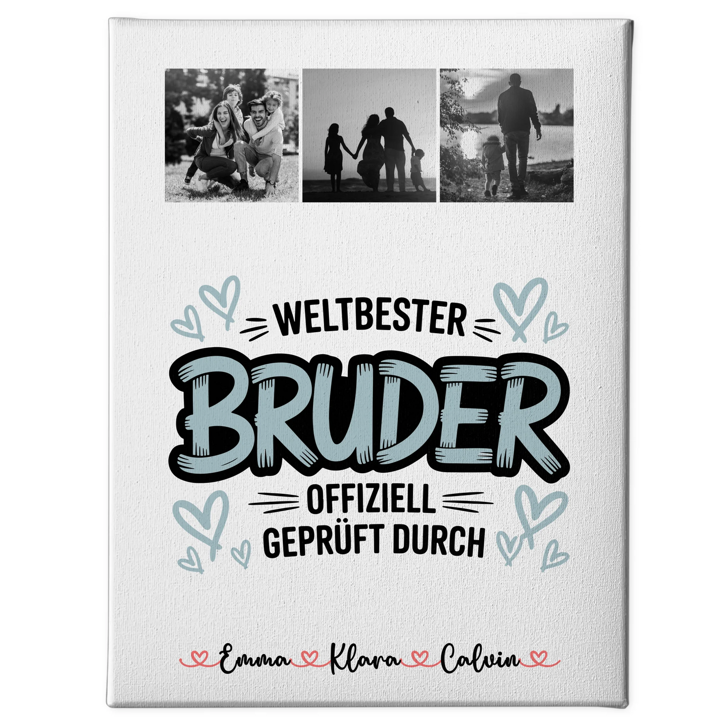 Leinwand Personalisiert Fotocollage für Bruder Weltbester Bruder Offiziell Geprüft Durch 1