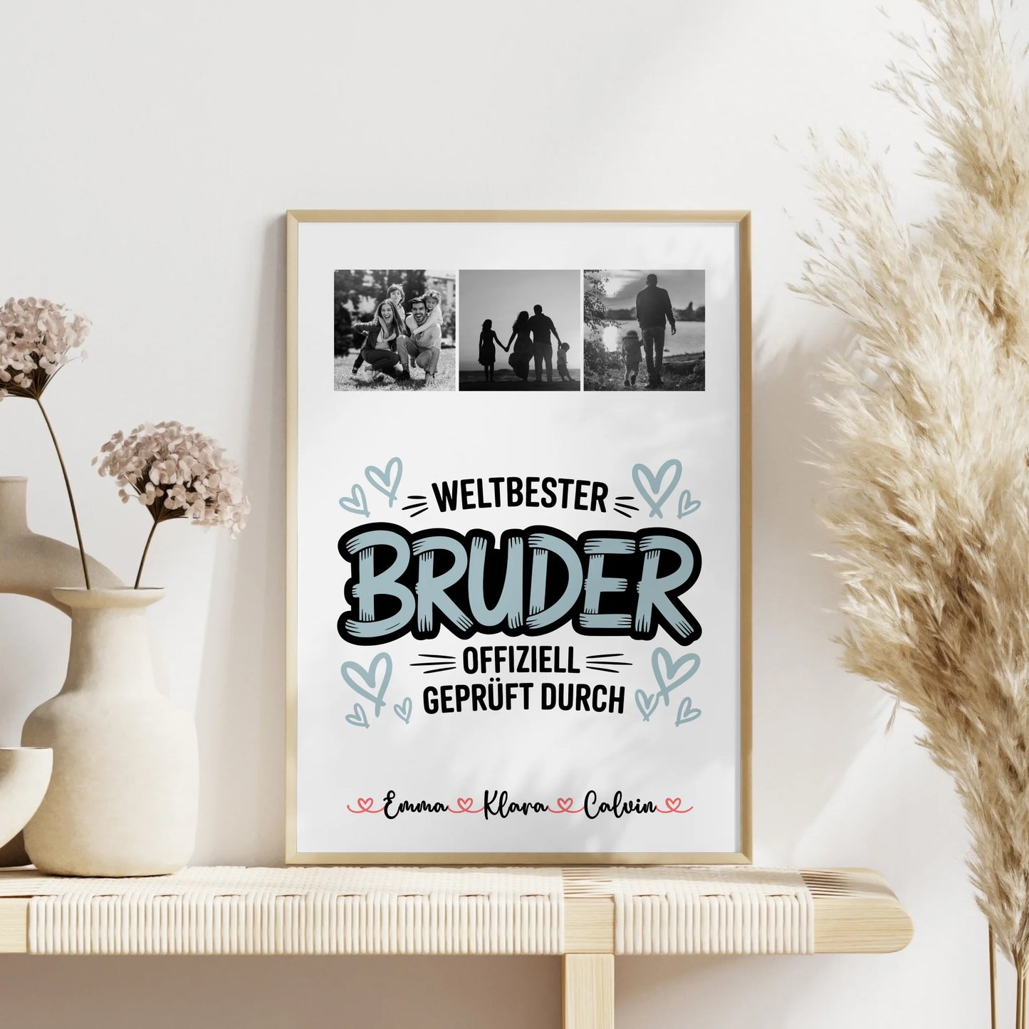 Bruder Poster Personalisiert mit Fotocollage für Bruder Weltbester Bruder Offiziell Geprüft Durch