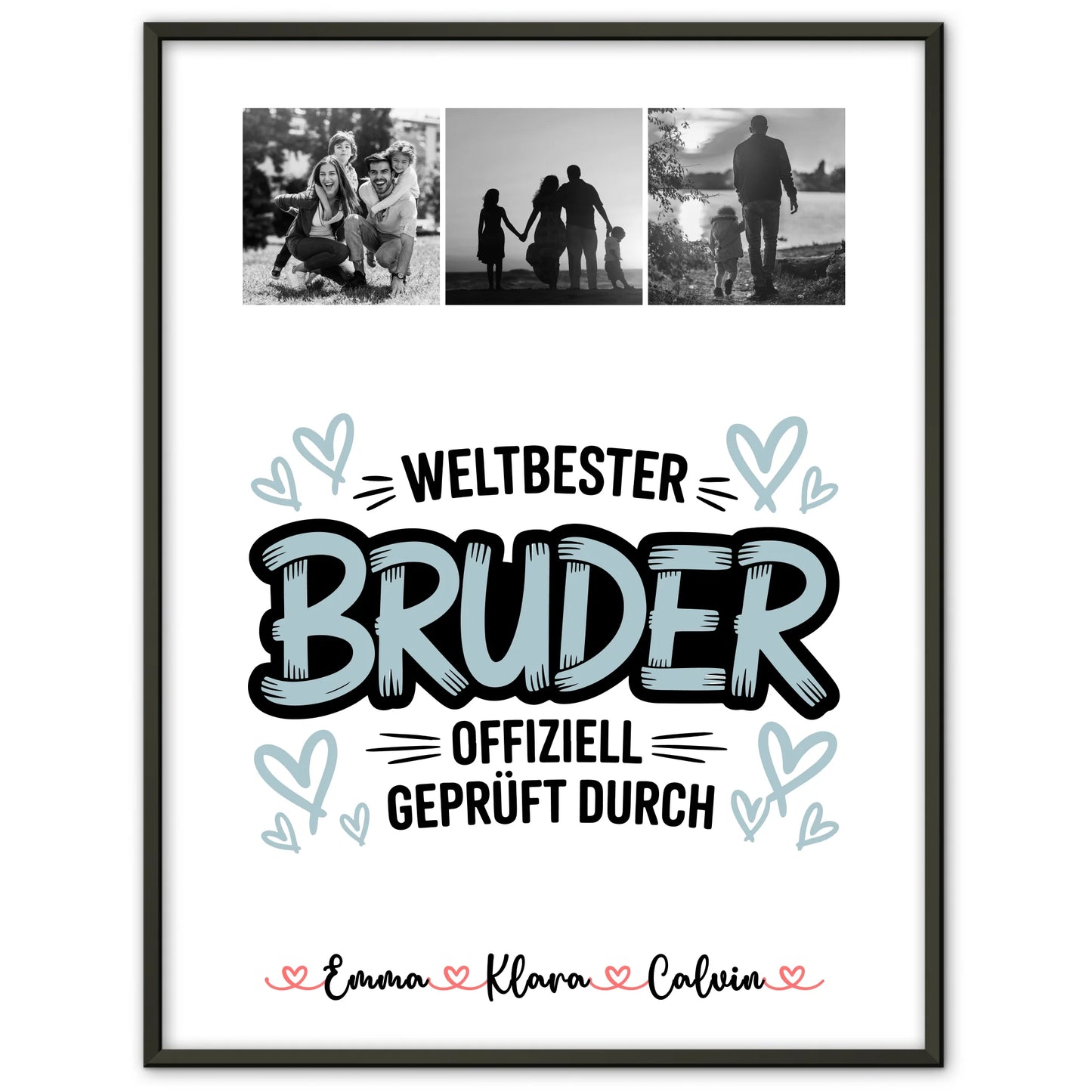 Bruder Poster Personalisiert mit Fotocollage für Bruder Weltbester Bruder Offiziell Geprüft Durch