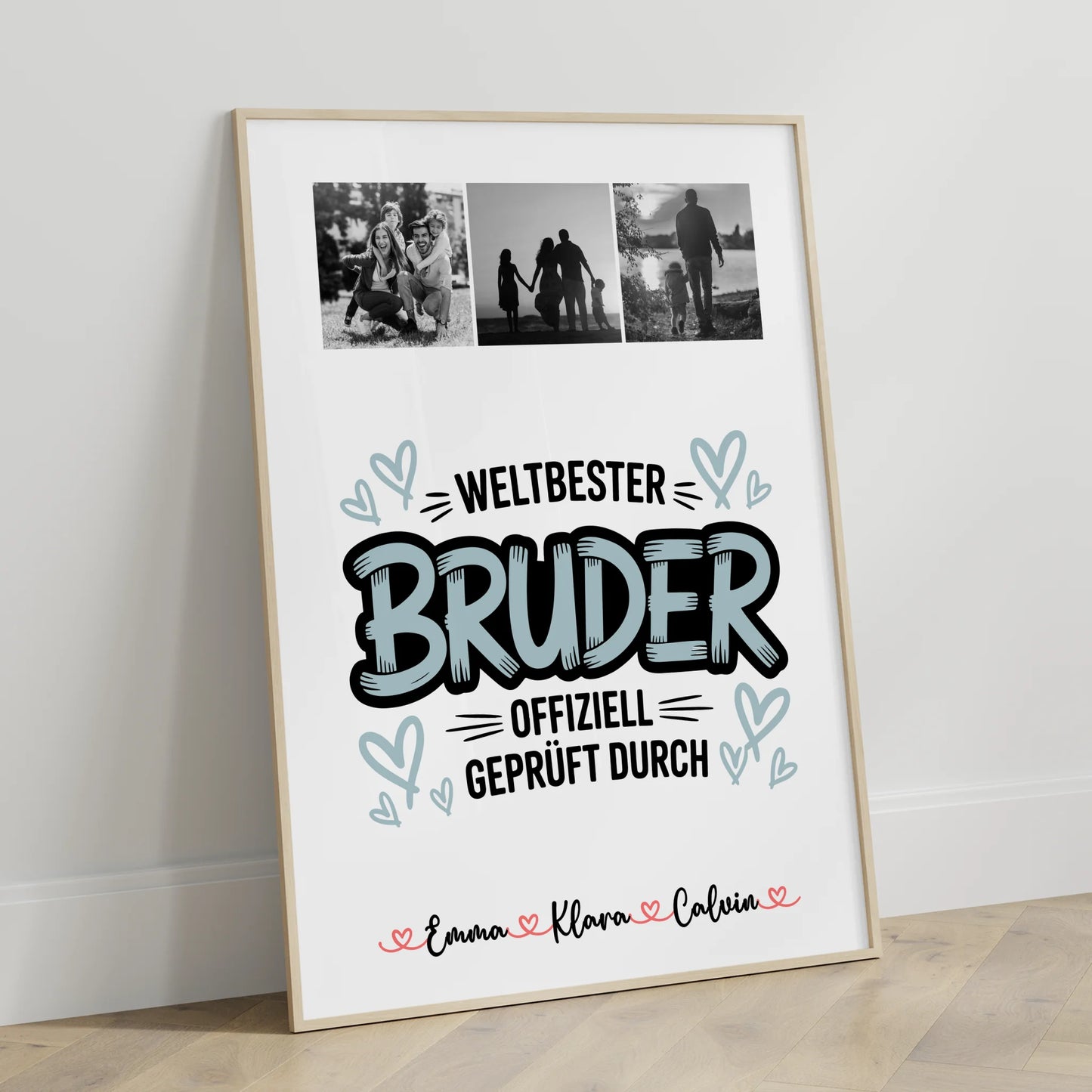 Bruder Poster Personalisiert mit Fotocollage für Bruder Weltbester Bruder Offiziell Geprüft Durch