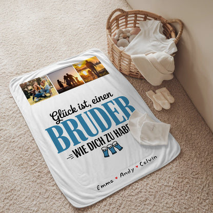 Personalisierte Kuscheldecke Mit Namen Bruder Fotocollage Glück Ist Einen Bruder Wie Dich Zu Haben 2