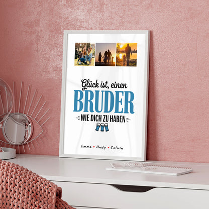 Personalisiertes Bruder Poster mit Fotocollage Glück ist einen Bruder wie Dich zu Haben Geschenk