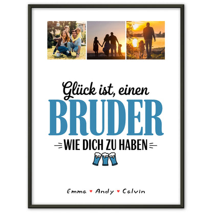 Personalisiertes Bruder Poster mit Fotocollage Glück ist einen Bruder wie Dich zu Haben Geschenk