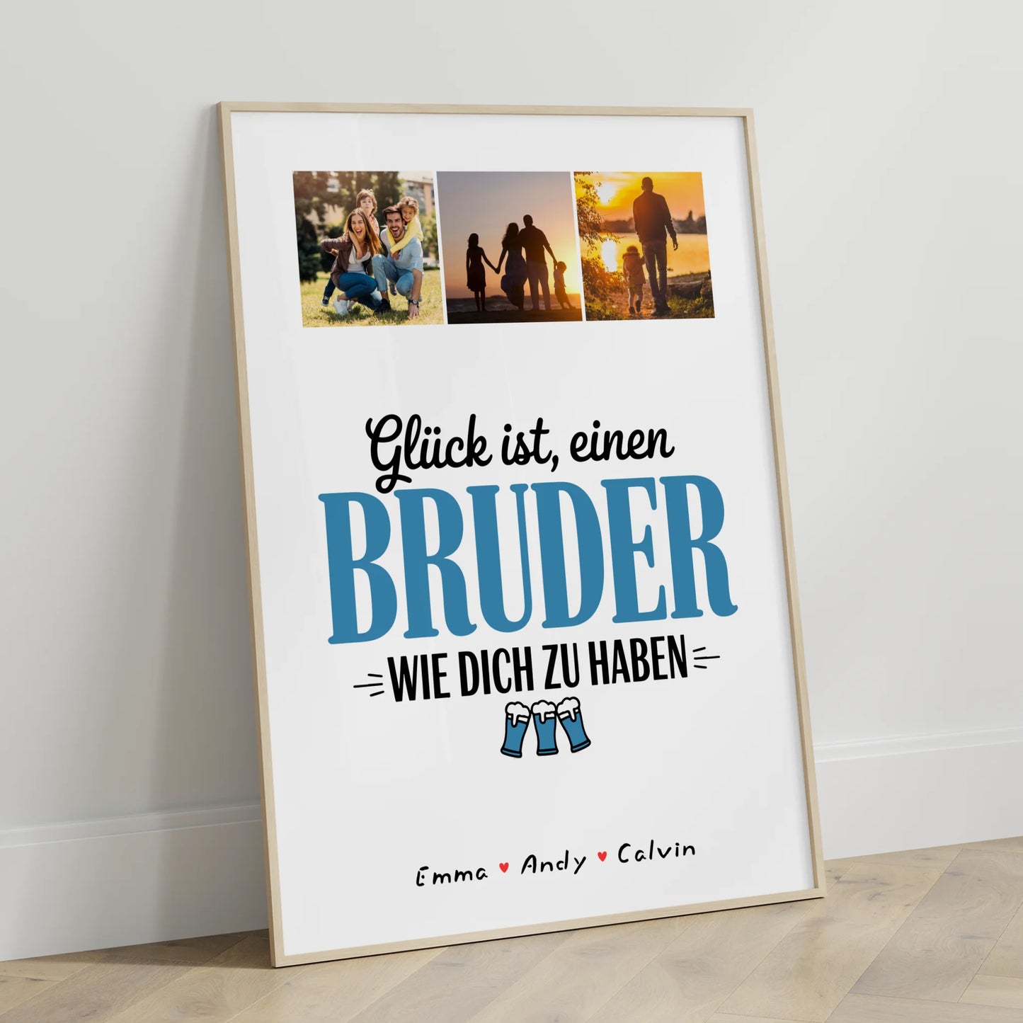 Personalisiertes Bruder Poster mit Fotocollage Glück ist einen Bruder wie Dich zu Haben Geschenk