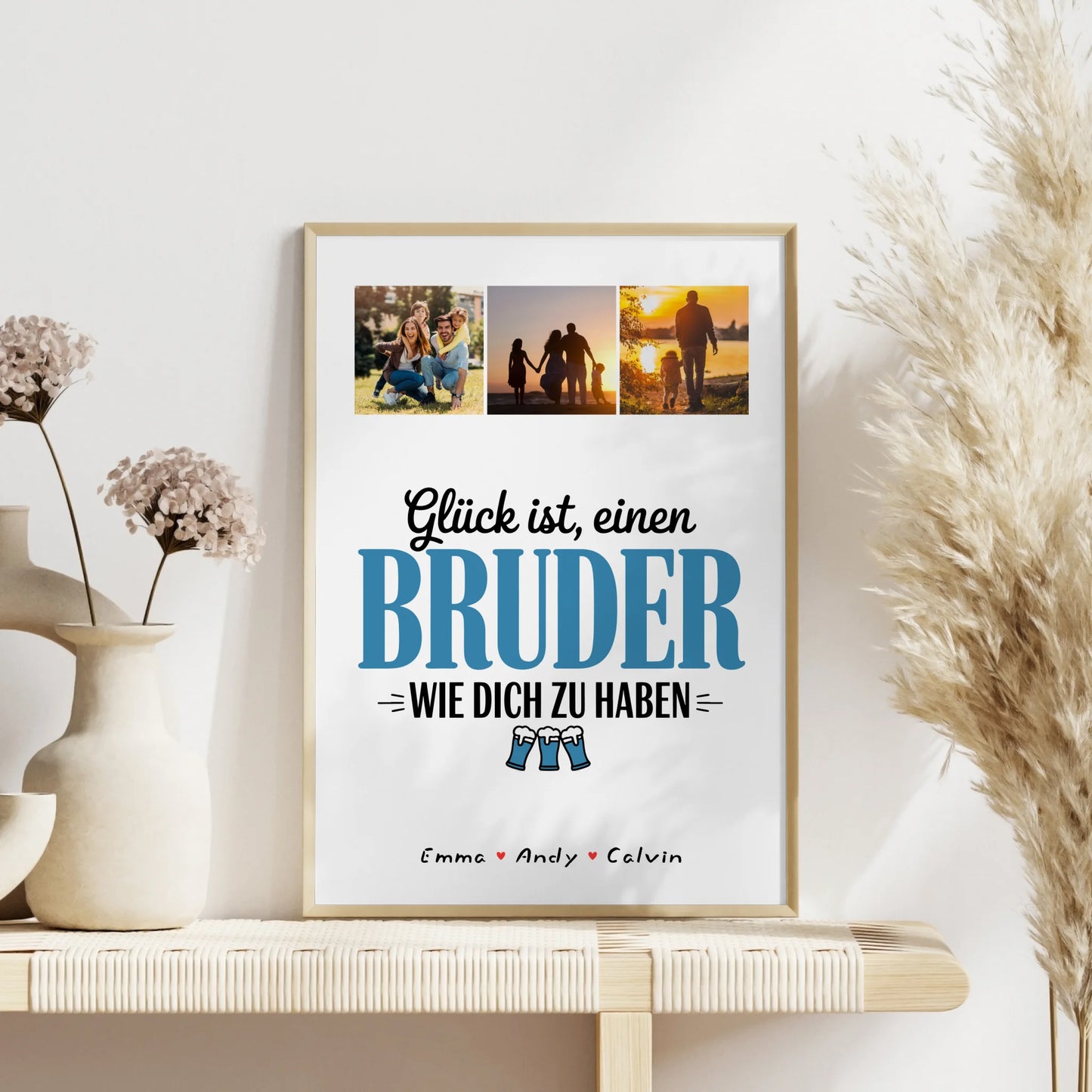 Personalisiertes Bruder Poster mit Fotocollage Glück ist einen Bruder wie Dich zu Haben Geschenk