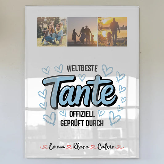 Personalisierte Geschenke Foto Mit Acrylglas Fotocollage Tante Weltbeste Tante Offiziell Geprüft Durch 1