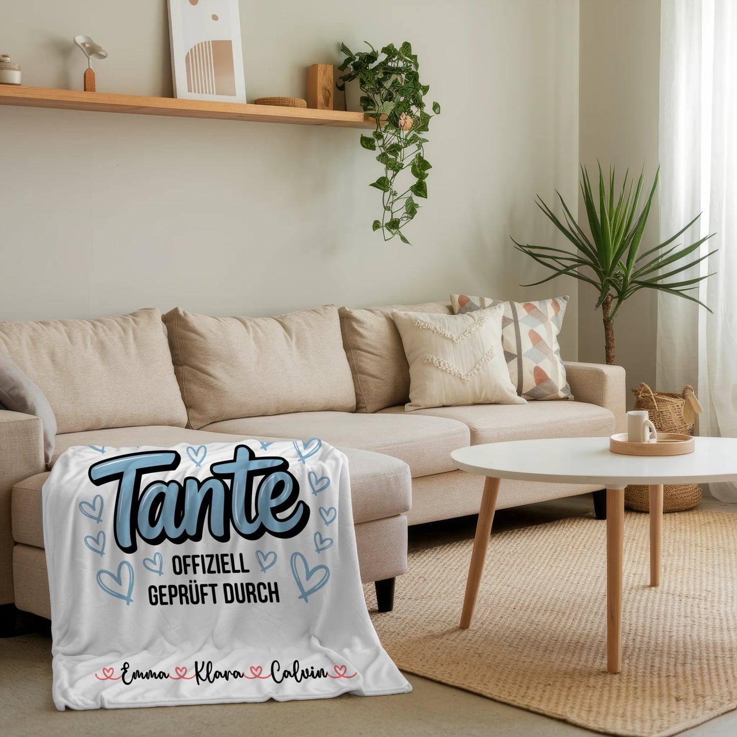 Personalisierte Namensdecke mit Fotocollage für die Weltbeste Tante Offiziell Geprüft Durch 4