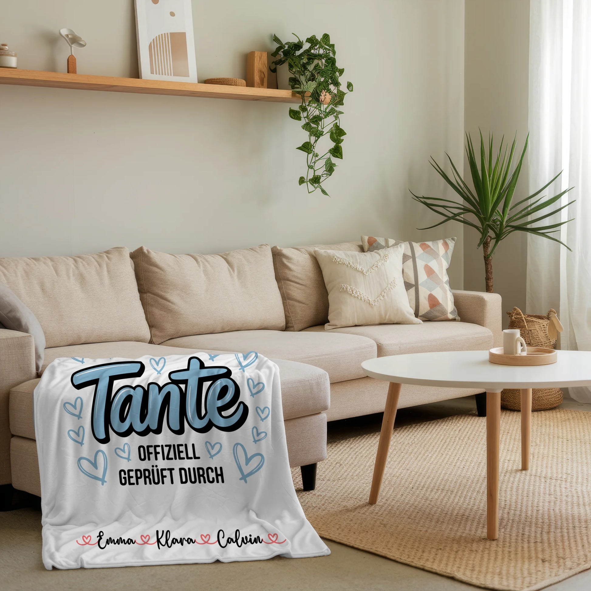 Personalisierte Namensdecke mit Fotocollage für die Weltbeste Tante Offiziell Geprüft Durch 4