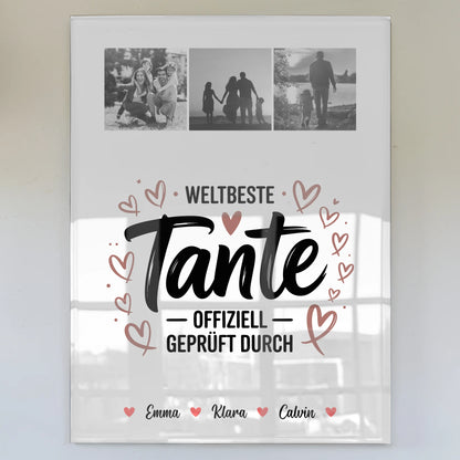 Acrylglas Mit Foto Fotocollage für Tante Weltbeste Tante Offiziell Geprüft Durch 1