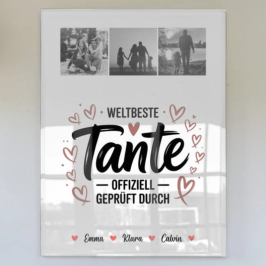 Acrylglas Mit Foto Fotocollage für Tante Weltbeste Tante Offiziell Geprüft Durch 1