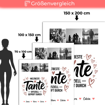 Kuscheldecke Mit Namen Und Motiv Fotocollage für Tante Weltbeste Tante Offiziell Geprüft Durch 5