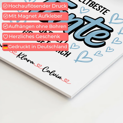 Fotoboard Poster Magnetisch Fotocollage Tante Weltbeste Tante Offiziell Geprüft Durch