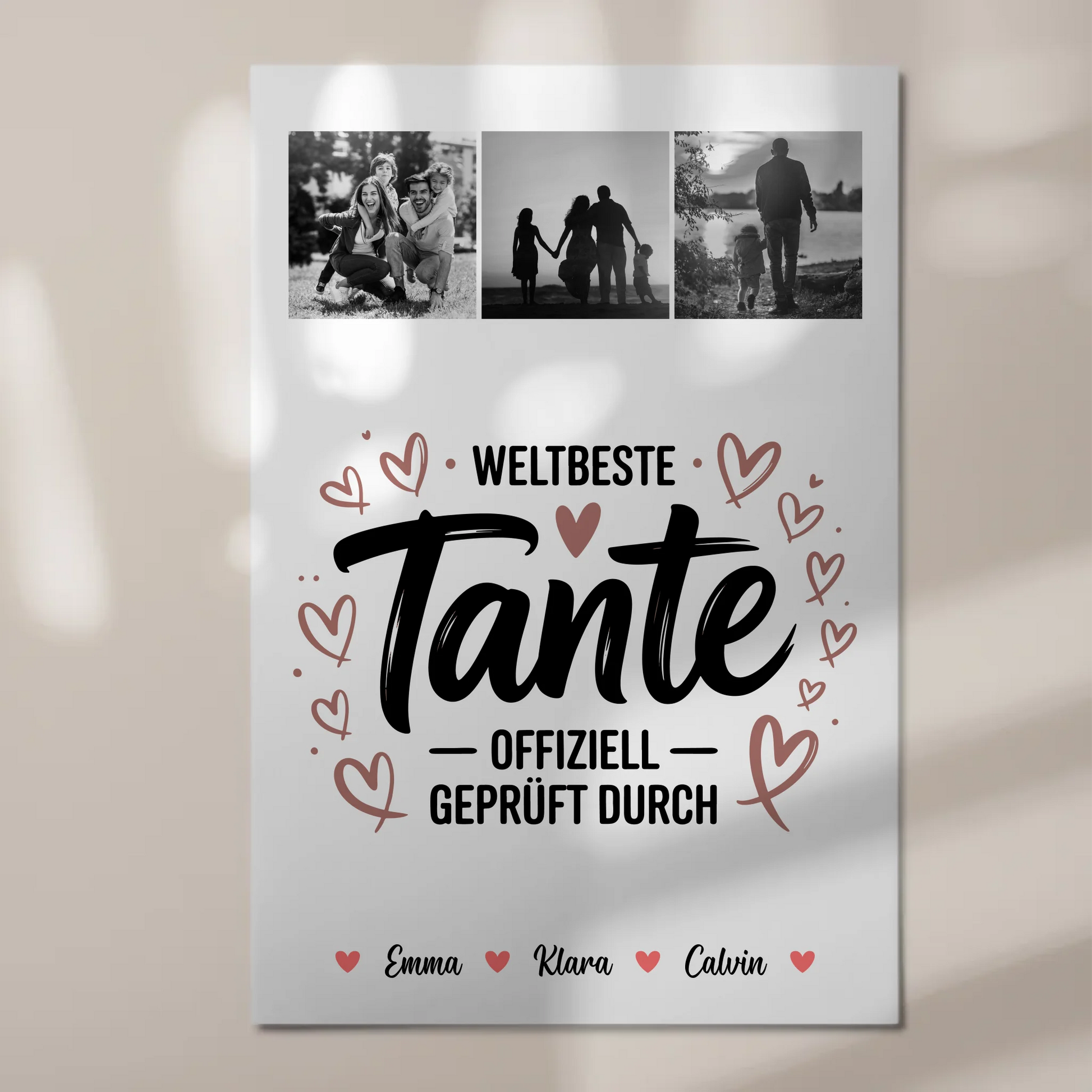 Fotoboard Magnet Poster Fotocollage für Tante Weltbeste Tante Offiziell Geprüft Durch 1