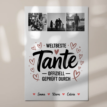 Fotoboard Magnet Poster Fotocollage für Tante Weltbeste Tante Offiziell Geprüft Durch 1