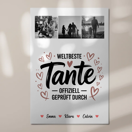 Fotoboard Magnet Poster Fotocollage für Tante Weltbeste Tante Offiziell Geprüft Durch 1