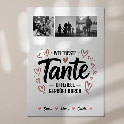 Fotoboard Magnet Poster Fotocollage für Tante Weltbeste Tante Offiziell Geprüft Durch 7