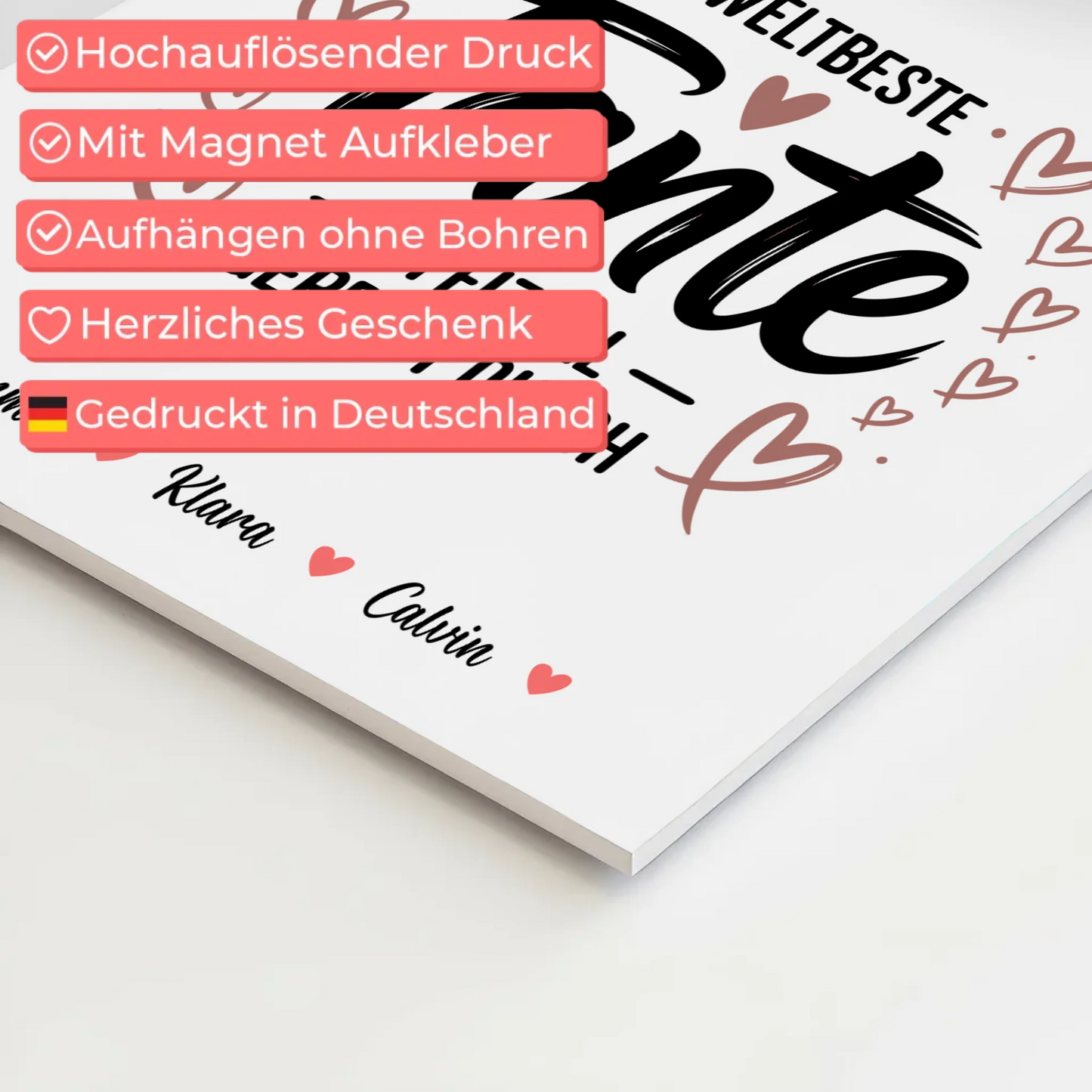 Fotoboard Magnet Poster Fotocollage für Tante Weltbeste Tante Offiziell Geprüft Durch 10