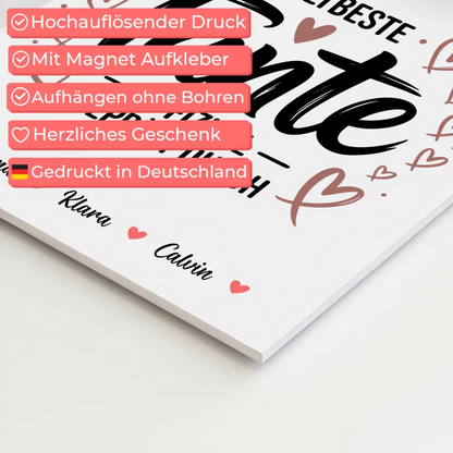 Fotoboard Magnet Poster Fotocollage für Tante Weltbeste Tante Offiziell Geprüft Durch